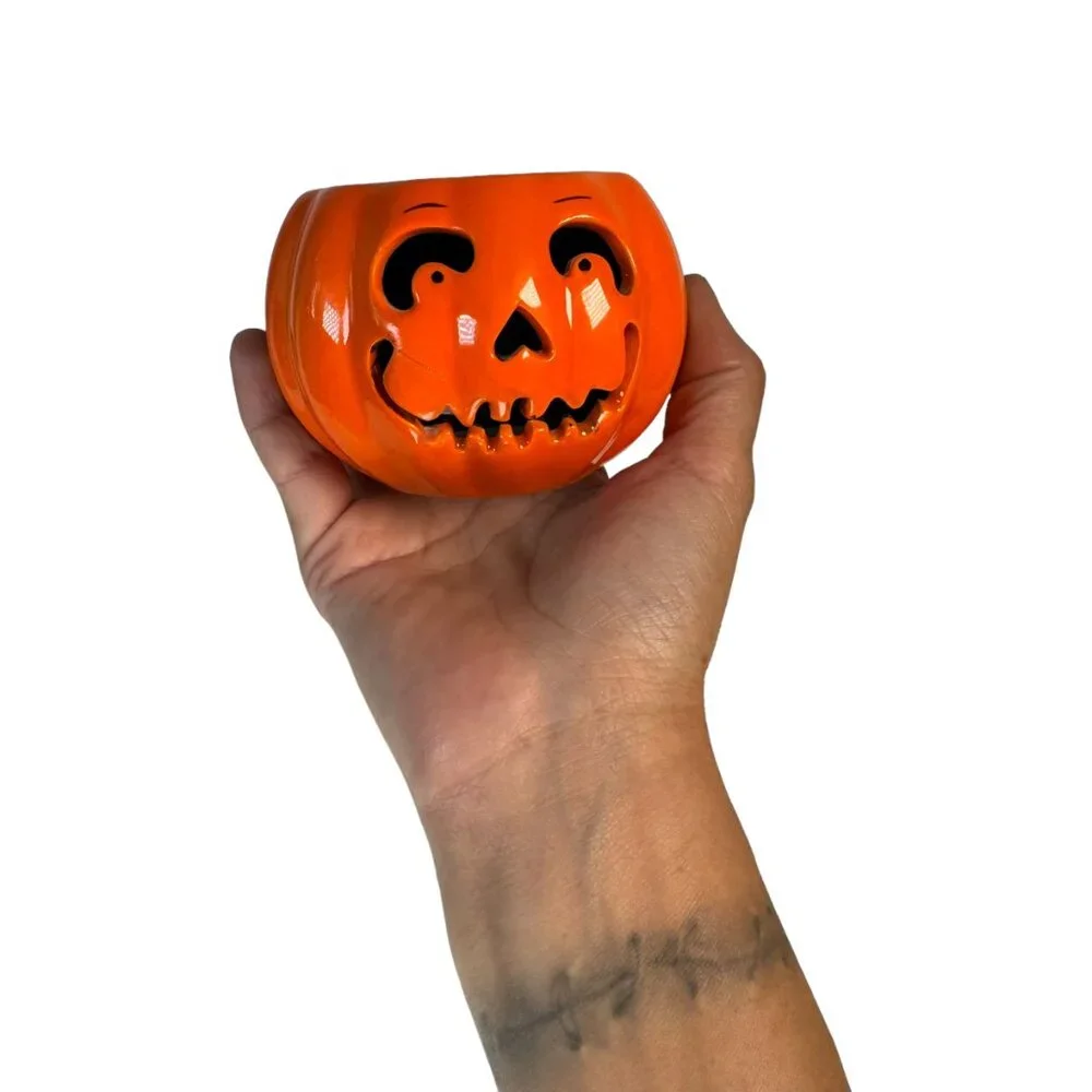 Bath & Body Works Jack O Lantern Pumpkin Orange Candle Holder Harry Slatkin 2011 - Picture 9 of 9